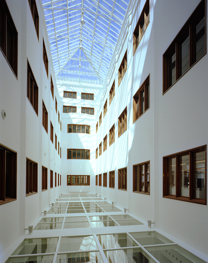 Interior of Basel building, central hall.